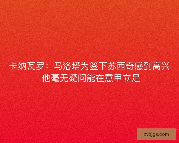 卡纳瓦罗：马洛塔为签下苏西奇感到高兴 他毫无疑问能在意甲立足
