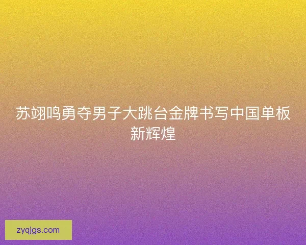 苏翊鸣勇夺男子大跳台金牌书写中国单板新辉煌